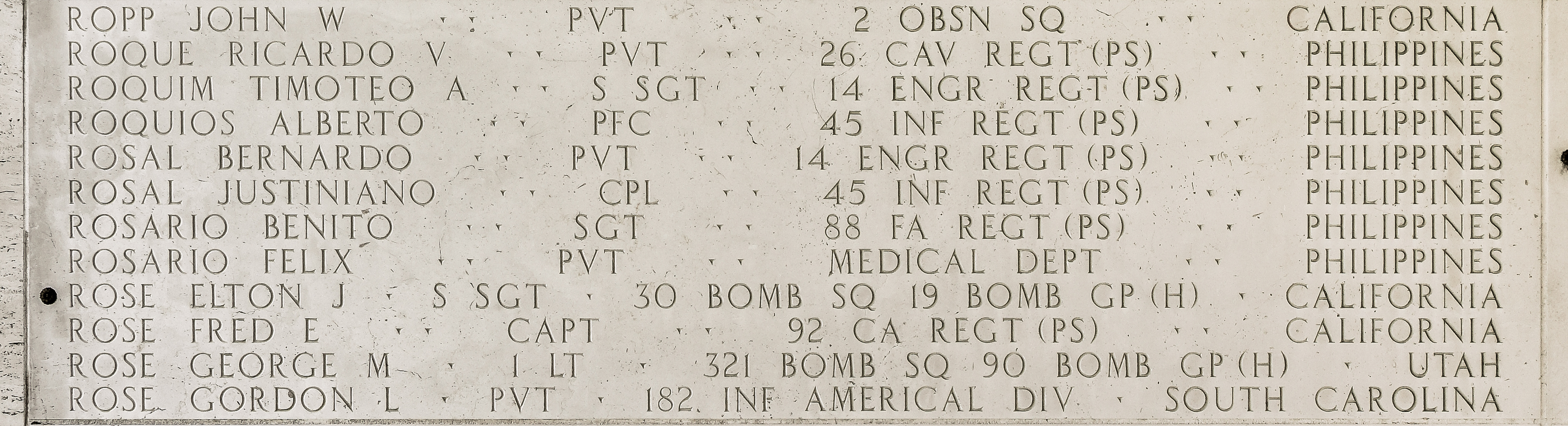 George M. Rose, First Lieutenant